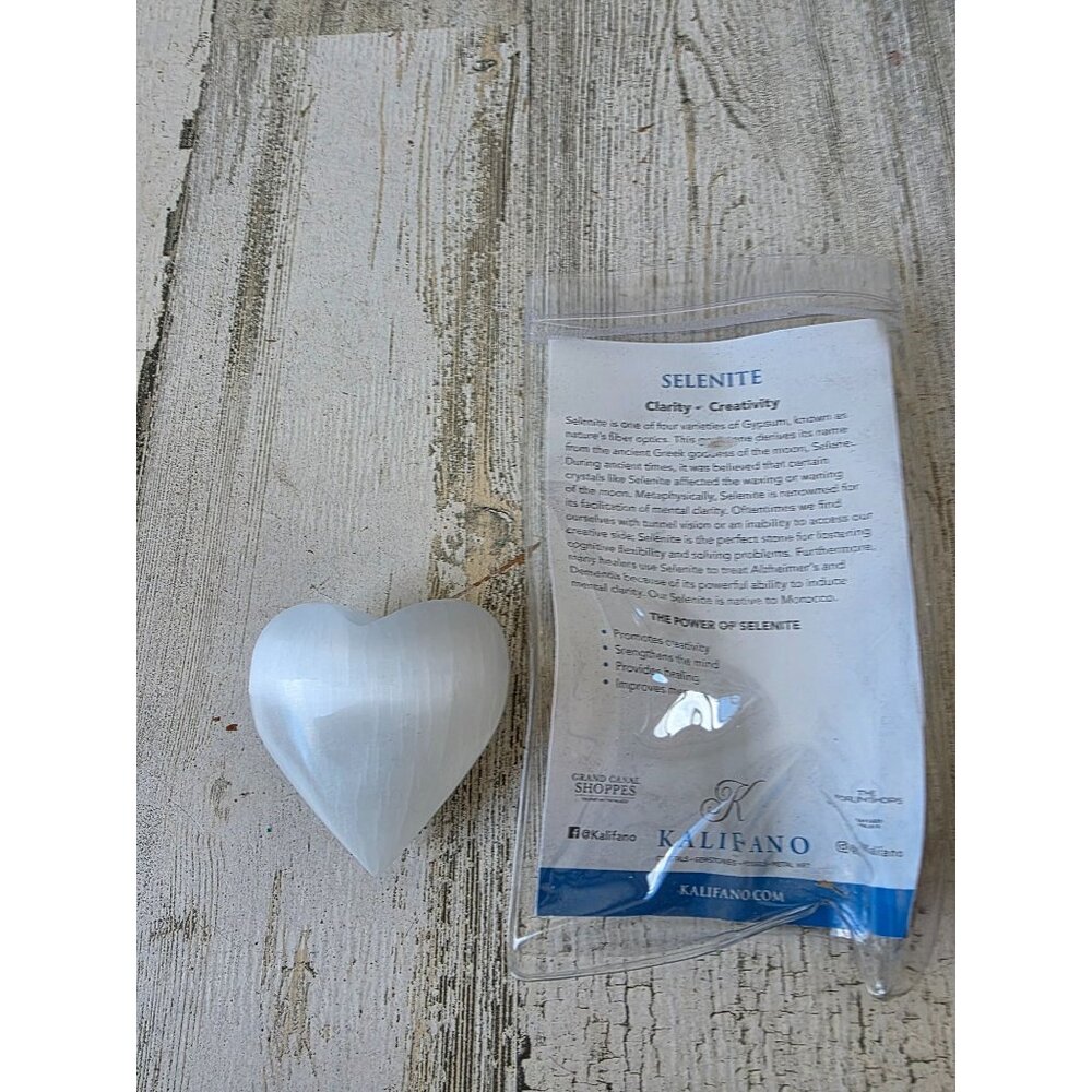 Kalifano selenite‎ clarity heart stone Crystal paperweight new